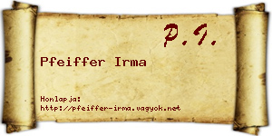 Pfeiffer Irma névjegykártya